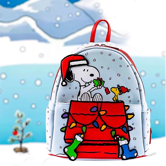 LOUNGEFLY Peanuts Snoopy and Woodstock Glow in the Dark Mini Backpack